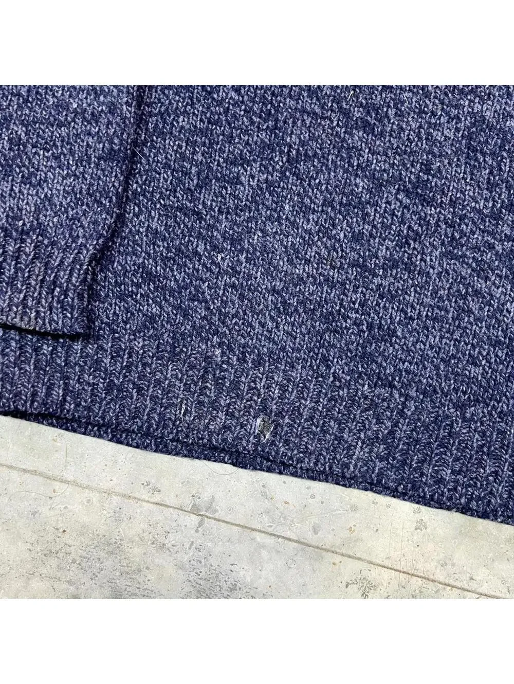 vintage l.l. bean lambs wool navy blue knit sweater size large